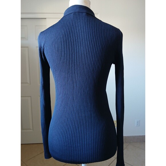 Babaton Womens Cardigan Blue Navy Long Sleeve Button V-neck XS Sweater Classic - Picture 2 of 14